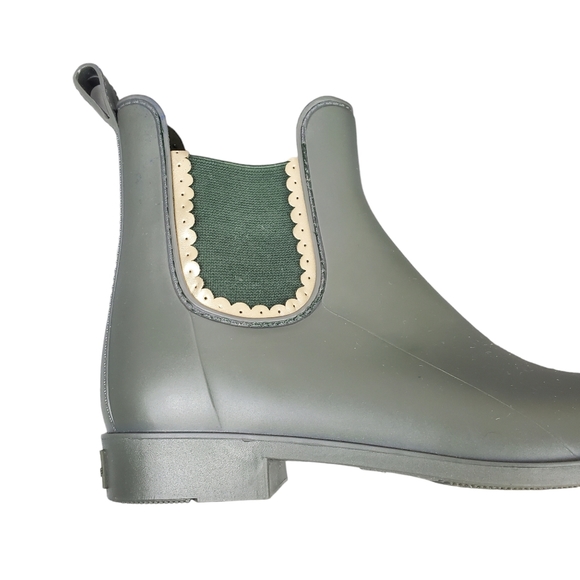 Jack Rogers Sallie Green Metallic Gold Scalloped Rain Boots Size 8 - Picture 8 of 11